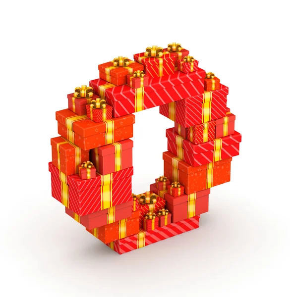 Letter O from gifts — Stock Photo, Image
