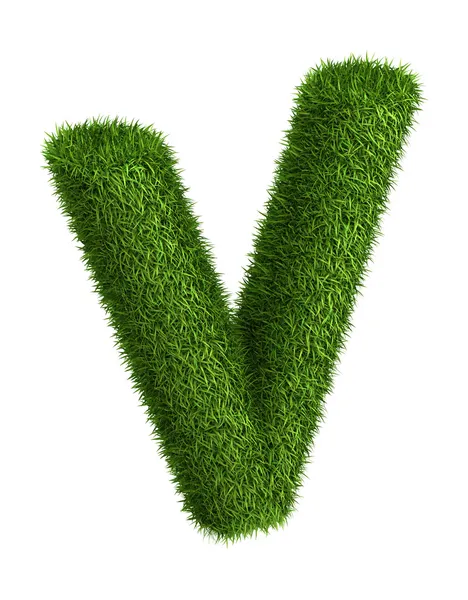 Natural grass letter V — Stock Photo, Image