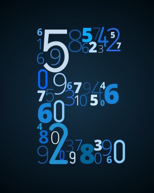 Letter E, vector font from numbers