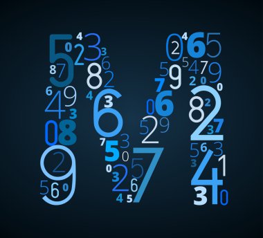 harf m, numaralardan vektör yazı tipi