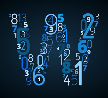 mektup w, numaralardan vektör yazı tipi