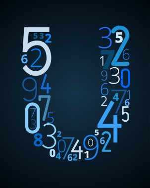 harf u, numaralardan vektör yazı tipi