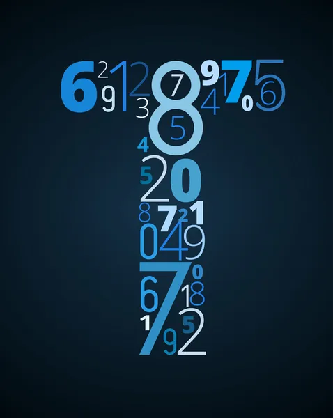 Буква T, векторный шрифт из чисел — стоковый вектор