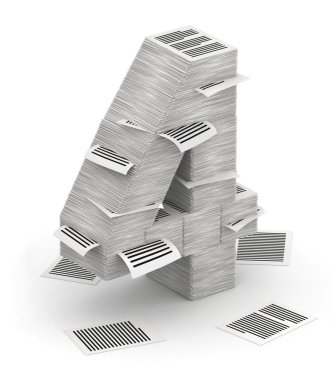 4 numaralı sayfaları kağıt yığınları font 3d isometry
