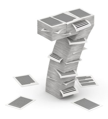 7 numaralı sayfalarının kağıt yığınları font 3d isometry