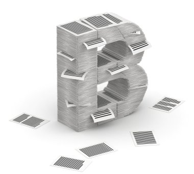 mektup b, sayfaları kağıt yığınları font 3d isometry