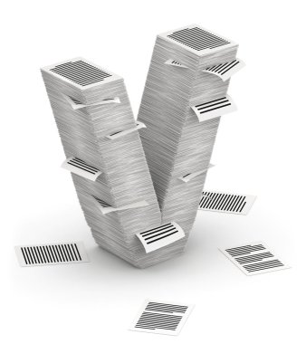 harf v, sayfaları kağıt yığınları font 3d isometry