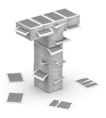 mektup t, sayfaları kağıt yığınları font 3d isometry