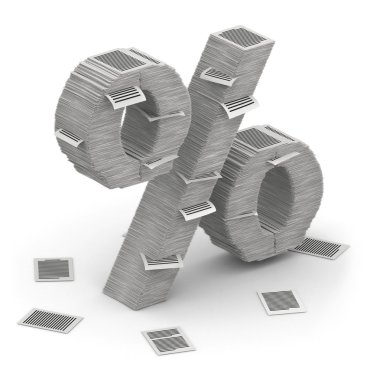 sayfaları kağıt yığınları font 3d isometry üzerinden yüzde işareti