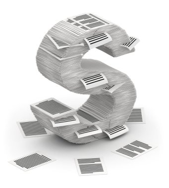 s harfi, sayfaları kağıt yığınları font 3d isometry
