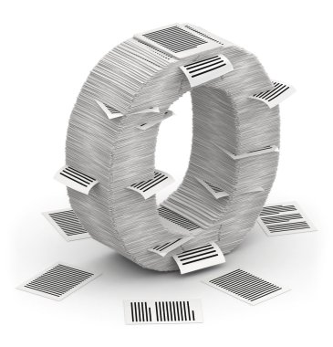 harf o sayfaları kağıt yığınları font 3d isometry