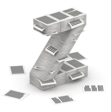 Letter Z, pages paper stacks font 3d isometry clipart