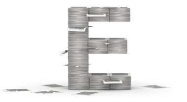 e harfi, sayfaları kağıt yığınları yazı tipi