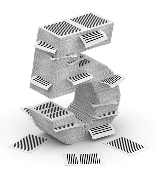 Numero 5 dalle pagine paper stacks font 3d isometry — Foto Stock