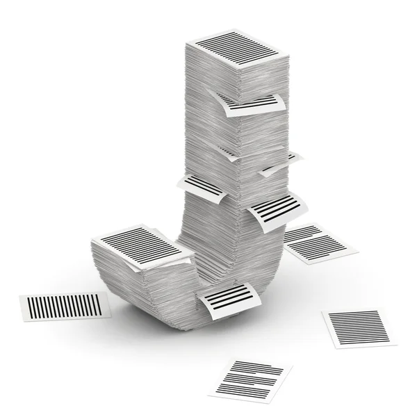 j harfi, sayfaları yığınları font 3d isometry kağıt.