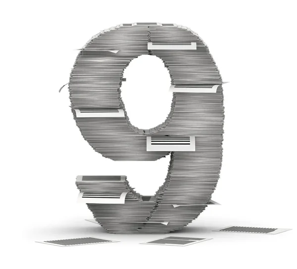 Number 9, pages paper stacks font — Stock Photo, Image