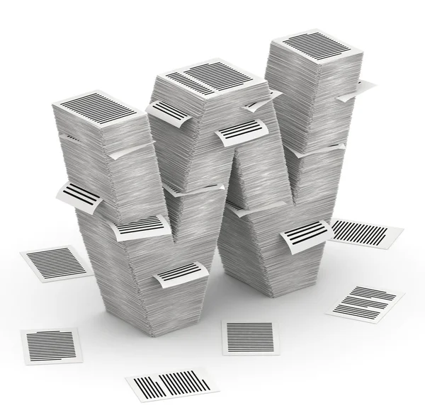Letter W, pages paper stacks font 3d isometry — Stock Photo, Image