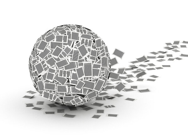 Огромный бумажный шар из бумаги 3d изометрии
