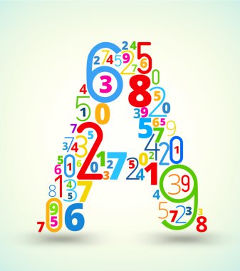 mektup numaralardan gelen bir, renkli vektör yazı tipi