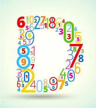 mektup d, sayının renkli vektör yazı tipi