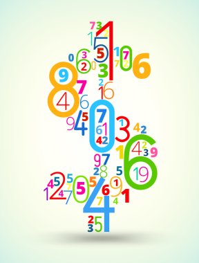 dolar işareti renkli vektör yazı tipi numaraları