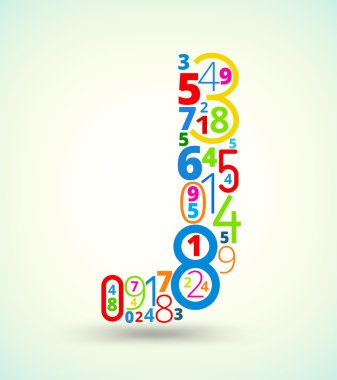 renkli vektör yazı tipi numaraları harf j