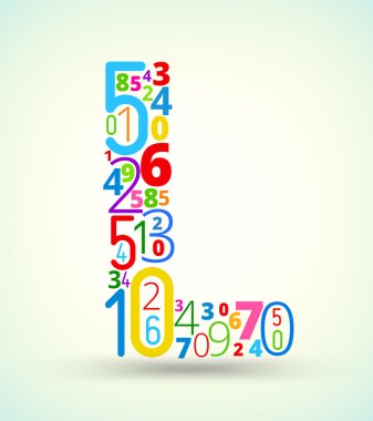 vektör yazı tipi numaraları üzerinden renkli l harfi