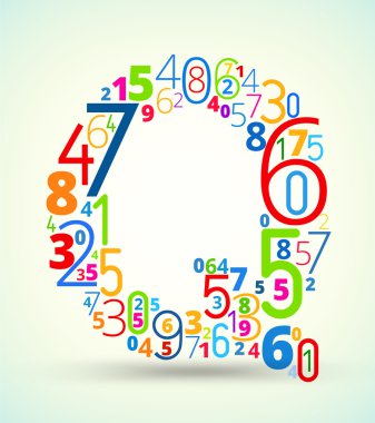 renkli vektör yazı tipi numaraları harf q