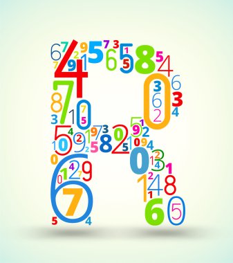 renkli vektör yazı tipi numaraları harf r