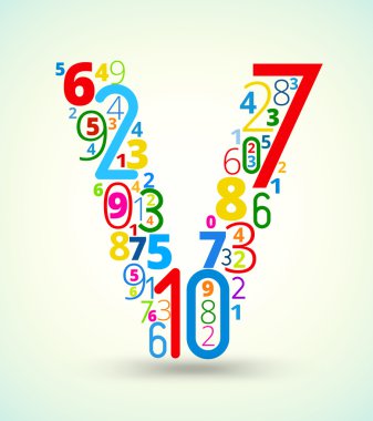 Vektör yazı tipi numaralarından gelen renkli harf V