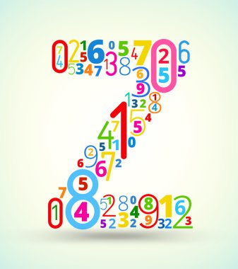 Letter Z, colored vector font from numbers clipart