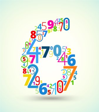 sayı 6, sayının renkli vektör yazı tipi