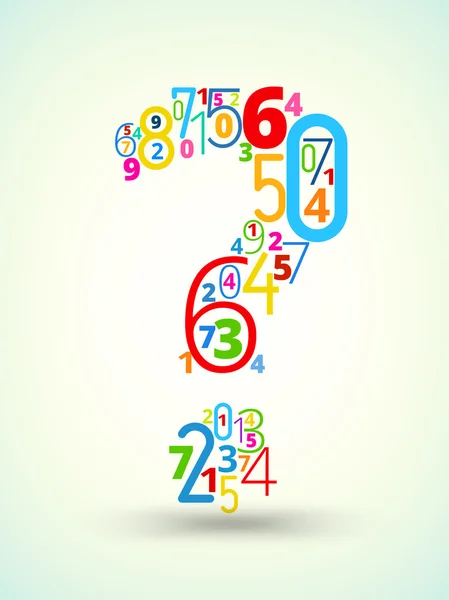 Vraagteken, gekleurd lettertype vector van getallen — Stockvector