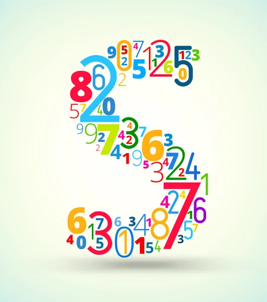 Буква S, цветной векторный шрифт из чисел — стоковый вектор