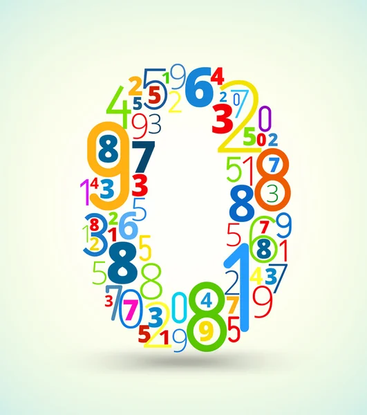 Number 0, colored vector font from numbers — Stock Vector