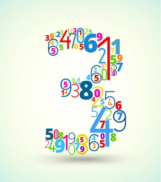 Number 3, colored vector font from numbers — Stock Vector