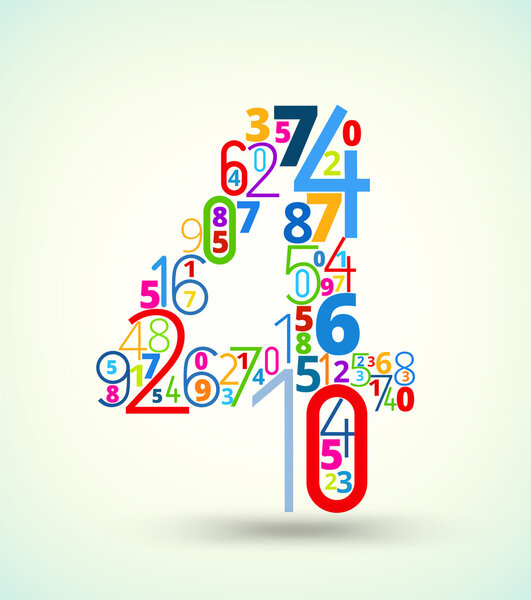 Number 4, colored vector font from numbers