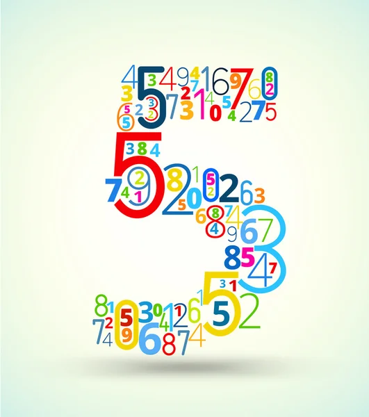 Nummer 5, gekleurde vector lettertype van nummers — Stockvector