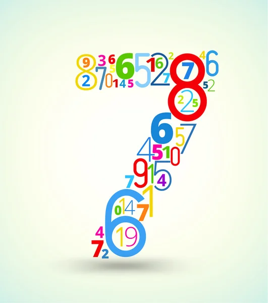 Numero 7, carattere vettoriale colorato dai numeri — Vettoriale Stock