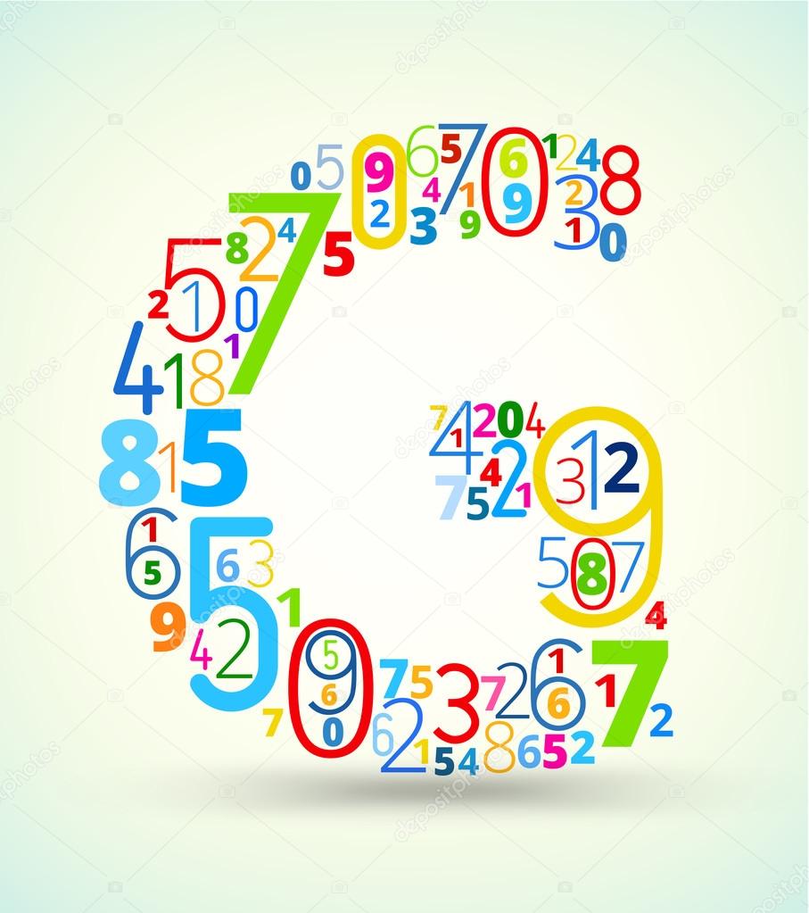 Letter G, colored vector font from numbers