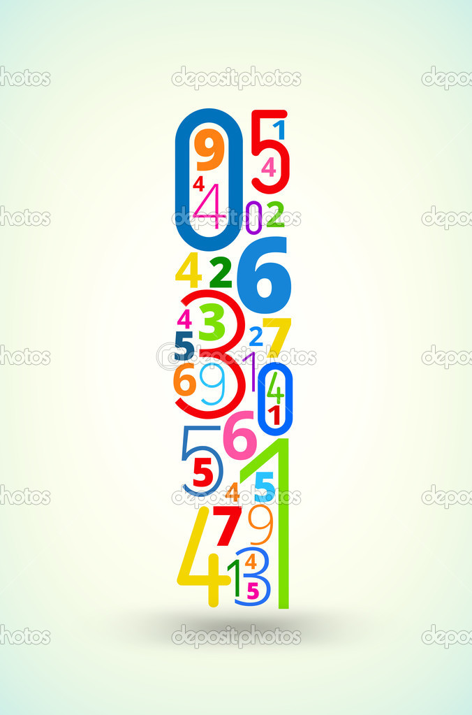 Letter I, colored vector font from numbers