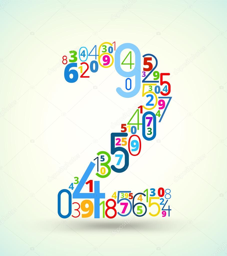 Number 2, colored vector font from numbers