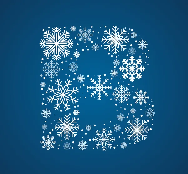 Letter B, vector font frosty snowflakes — Stock Vector