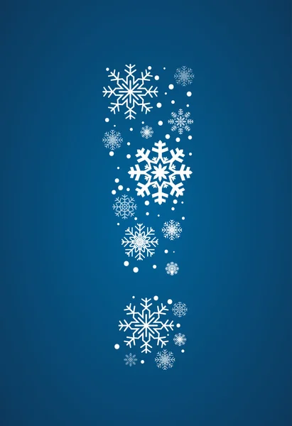 Uitroepteken, vector lettertype frosty sneeuwvlokken — Stockvector