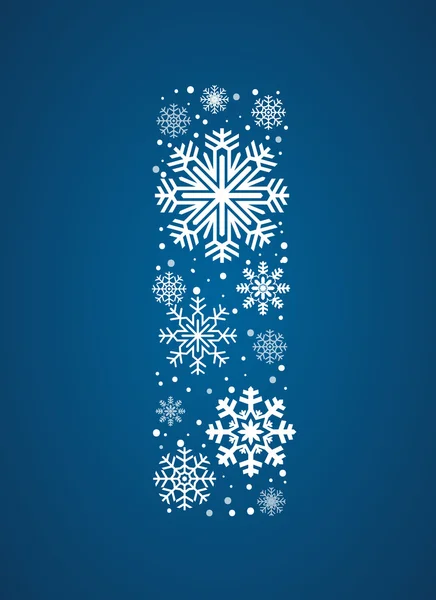 Lettre I, police vectorielle flocons de neige givrés — Image vectorielle
