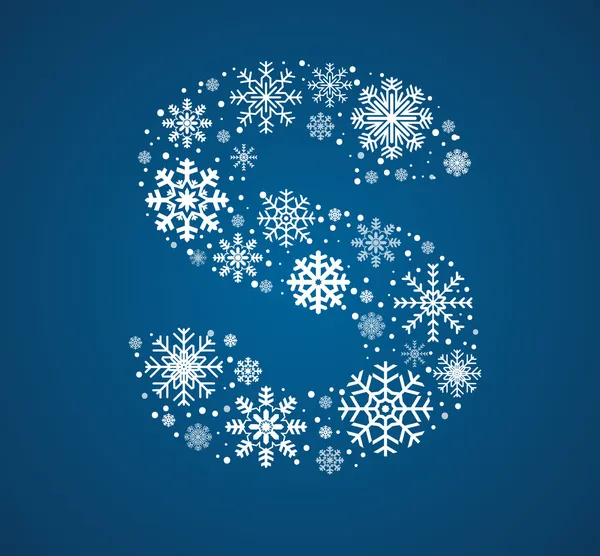 Brief s, vector lettertype frosty sneeuwvlokken — Stockvector