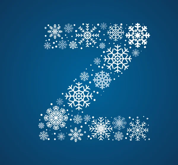 Alfabet z, vector lettertype frosty sneeuwvlokken — Stockvector