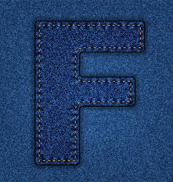 Jeans alfabeto lettera F — Vettoriale Stock