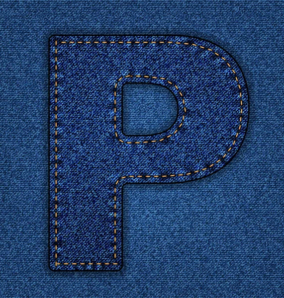 Jeans alphabet letter P — Stock Vector
