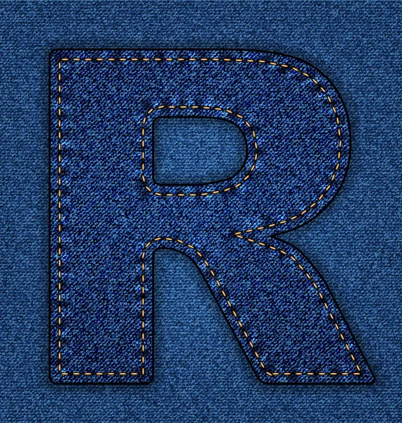 Jeans alfabeto lettera R — Vettoriale Stock